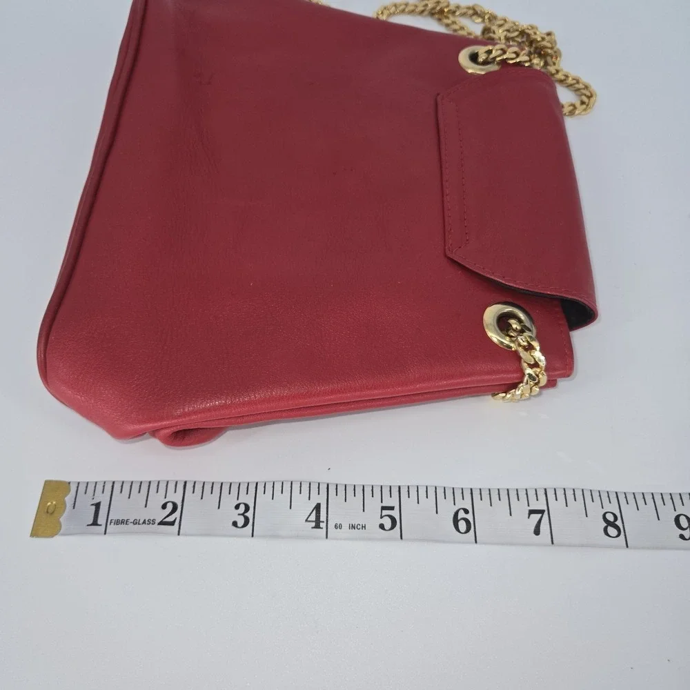 VTG Paloma Picasso 80s 90s Crossbody Leather Bag Red Signature‎ Gold Chain Italy